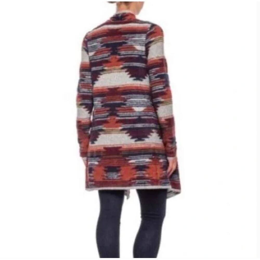 🔥 Lucky Brand Drape Front Aztec Sweater Cardigan Women's Size Small Blue Orange - Picture 2 of 15